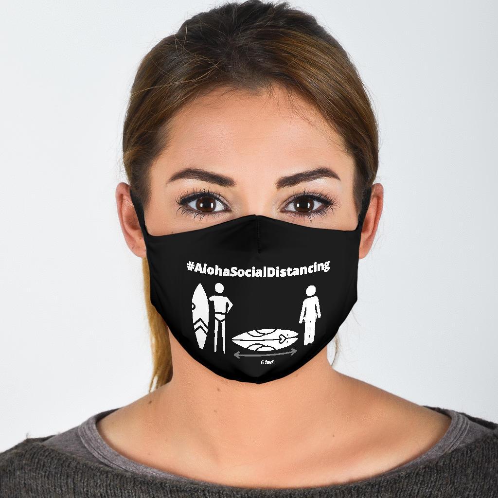 AlohaSocialDistancing Series Mask Black Logo M